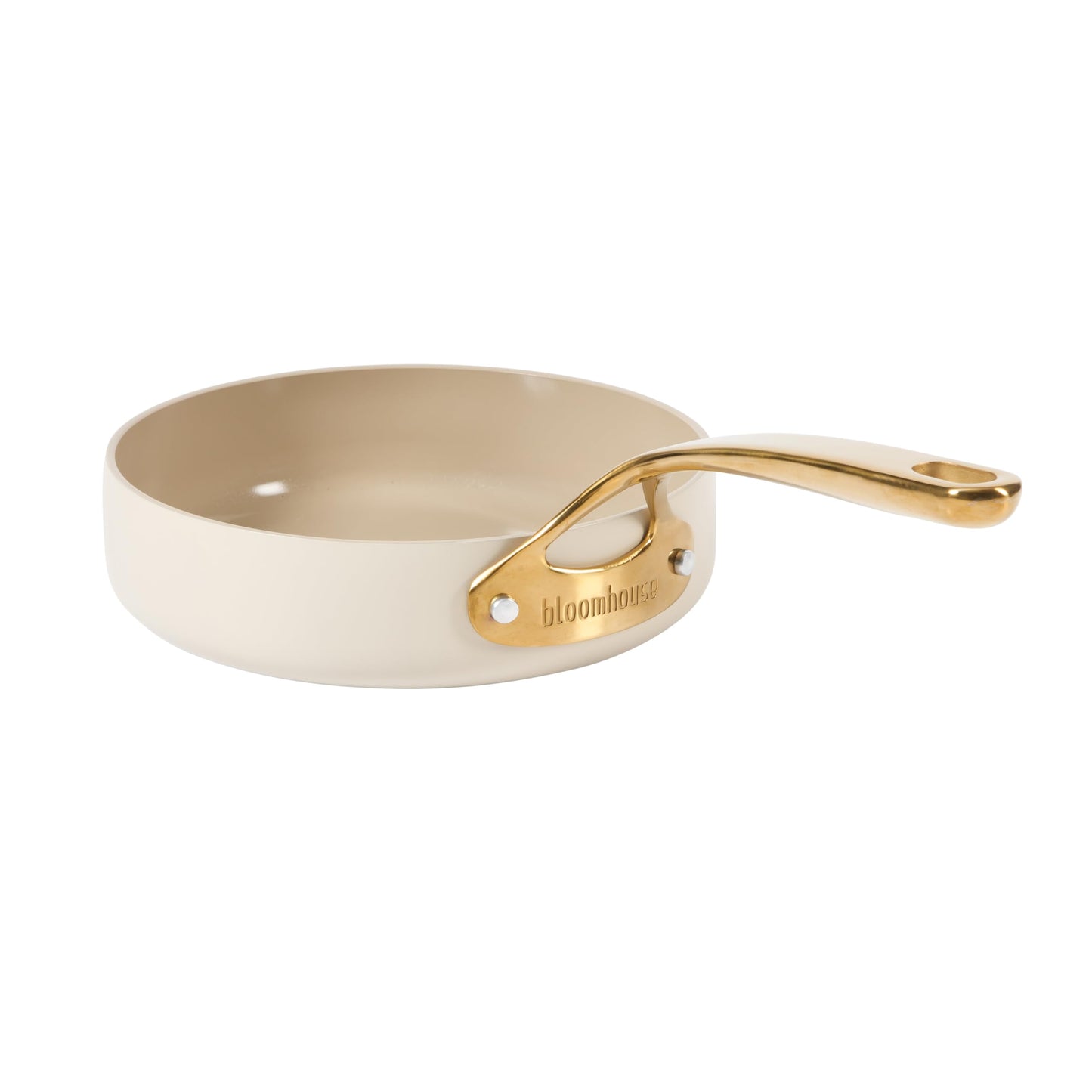 8 Piece Pots and Pans Heavy Duty Aluminum Premium PFA Free Ceramic Nonstick Dutch Oven Pot w/Lid - Almond Cream w/Gold Handle