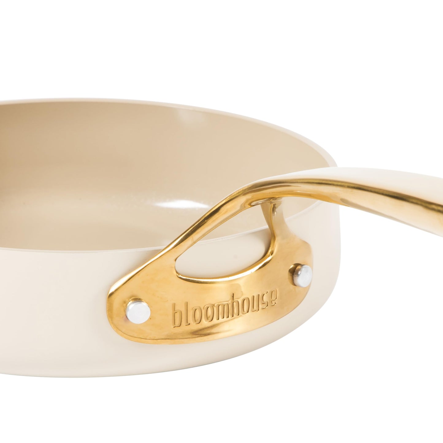 8 Piece Pots and Pans Heavy Duty Aluminum Premium PFA Free Ceramic Nonstick Dutch Oven Pot w/Lid - Almond Cream w/Gold Handle