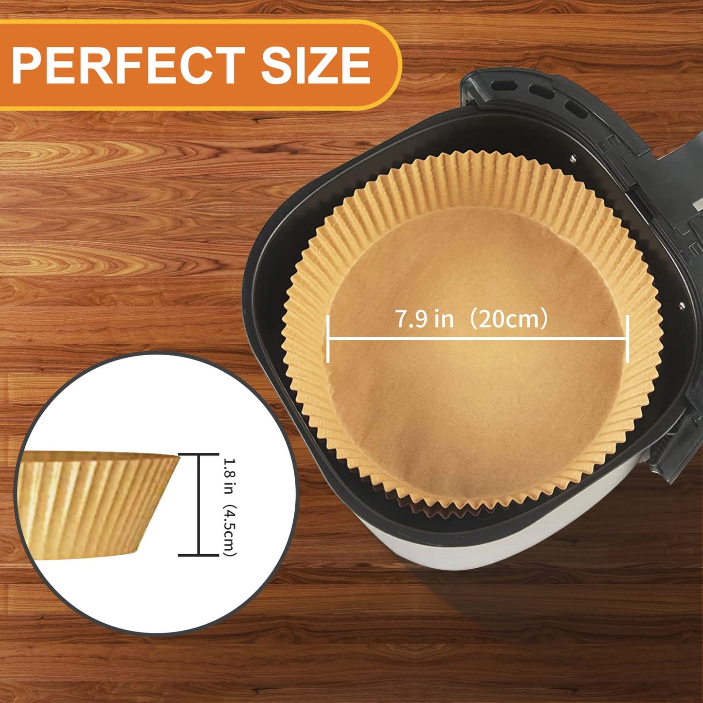 Air Fryer Liners Disposable Square, 100PCS 6.3 INCH Airfryer Liners, Natural Non-stick Parchment Paper for Air Fryer Oil-proof Water-proof, Paper liners for air fryer, Steamer, Baking, Microwave Etc