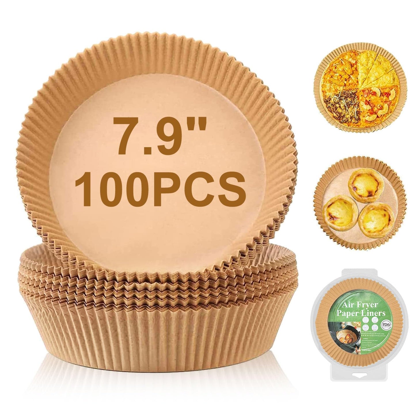 Air Fryer Liners Disposable Square, 100PCS 6.3 INCH Airfryer Liners, Natural Non-stick Parchment Paper for Air Fryer Oil-proof Water-proof, Paper liners for air fryer, Steamer, Baking, Microwave Etc
