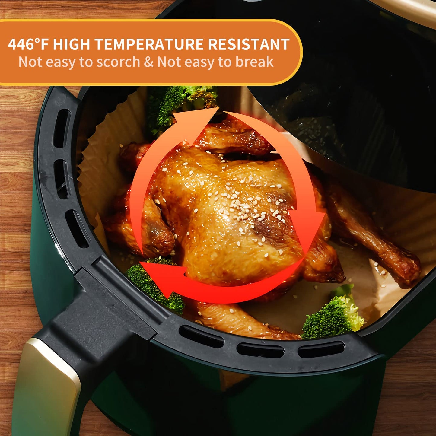 Air Fryer Liners Disposable Square, 100PCS 6.3 INCH Airfryer Liners, Natural Non-stick Parchment Paper for Air Fryer Oil-proof Water-proof, Paper liners for air fryer, Steamer, Baking, Microwave Etc