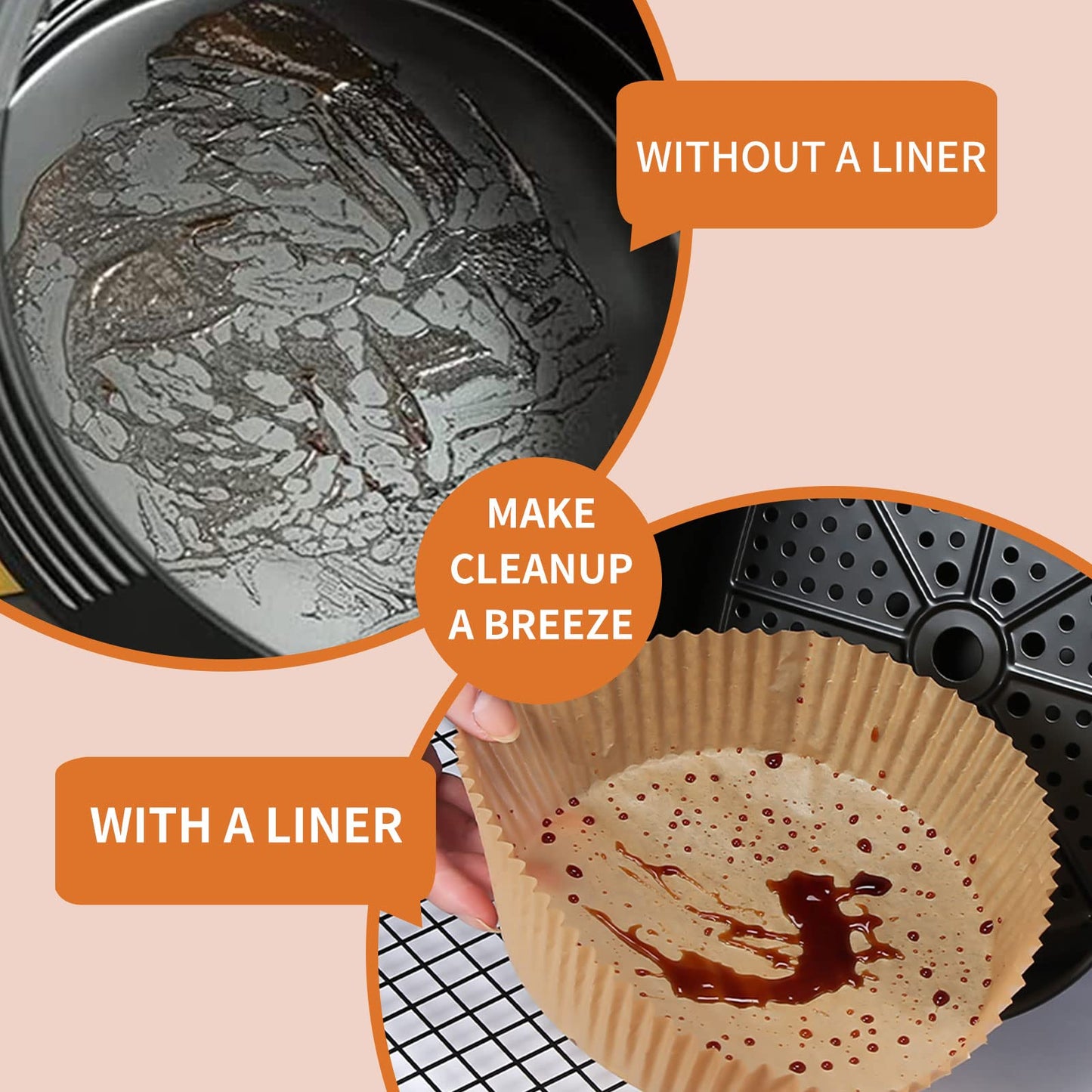 Air Fryer Liners Disposable Square, 100PCS 6.3 INCH Airfryer Liners, Natural Non-stick Parchment Paper for Air Fryer Oil-proof Water-proof, Paper liners for air fryer, Steamer, Baking, Microwave Etc