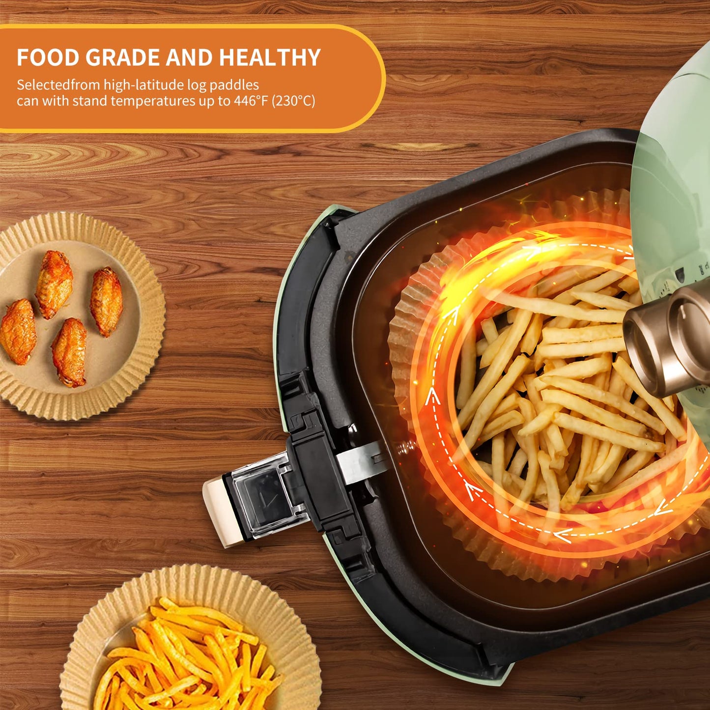Air Fryer Liners Disposable Square, 100PCS 6.3 INCH Airfryer Liners, Natural Non-stick Parchment Paper for Air Fryer Oil-proof Water-proof, Paper liners for air fryer, Steamer, Baking, Microwave Etc