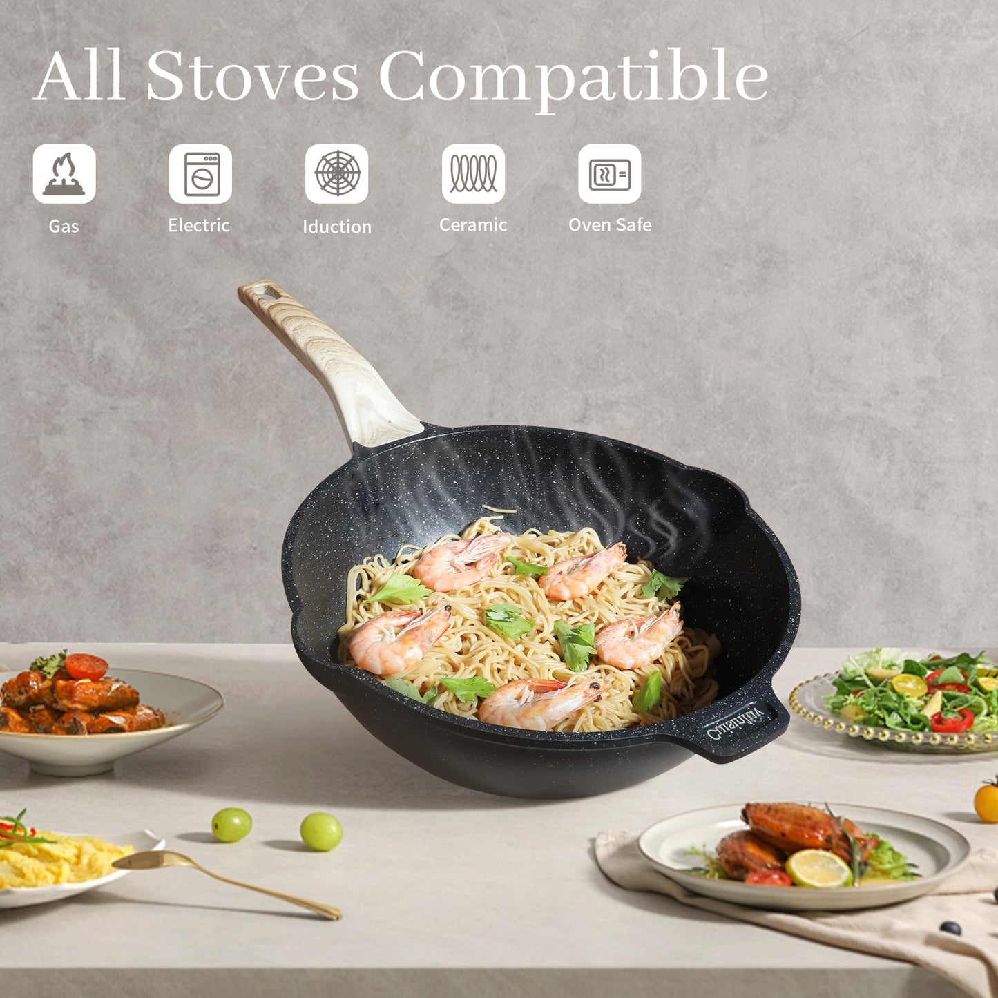 23Pcs Pots and Pans Set Non Stick, Kitchen Cookware Sets, Granite Stone Induction Cookware Non Stick Cooking Set w/Frying Pans, Saucepans, Sauté Pan, Griddle Pan, Egg Pan, Cream White